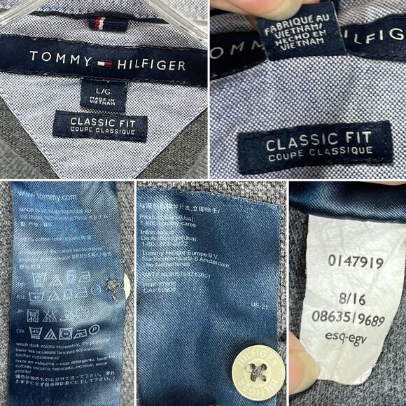 Tommy Hilfiger Men Large Polo Shirt Classic Fit Short Sleeve Gray - Picture 5 of 15